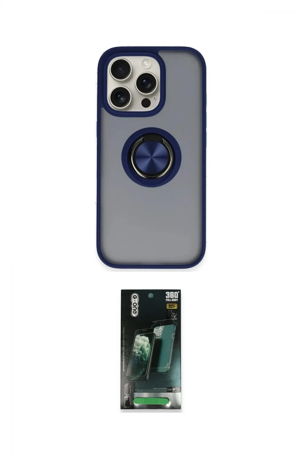 ieg™ iPhone 16 Pro Kılıf Yörünge Çizgi - Siyah 360 Mat Full Body Arka Koruyucu