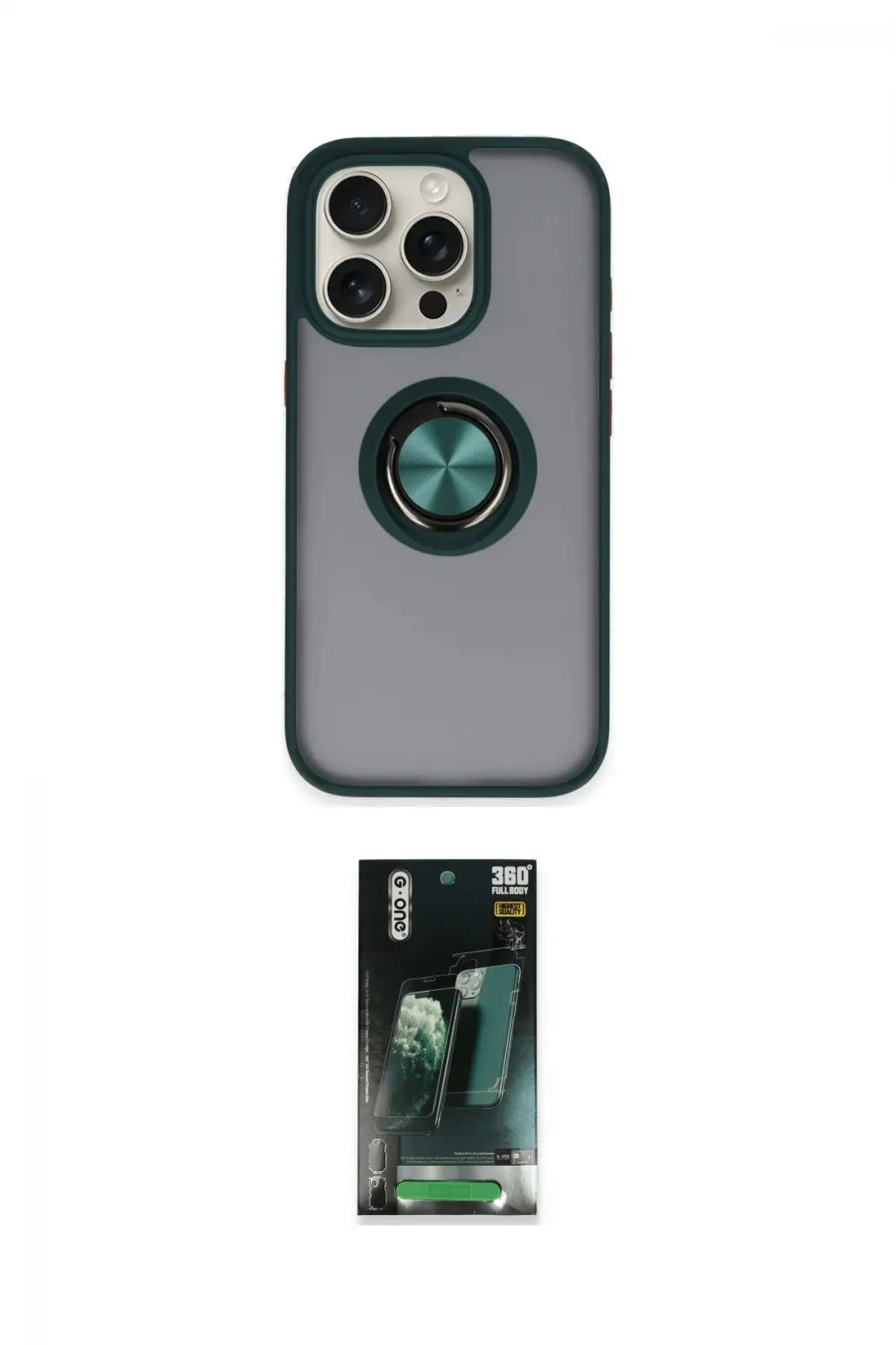 ieg™ iPhone 16 Pro Kılıf Yörünge Çizgi - Siyah 360 Mat Full Body Arka Koruyucu