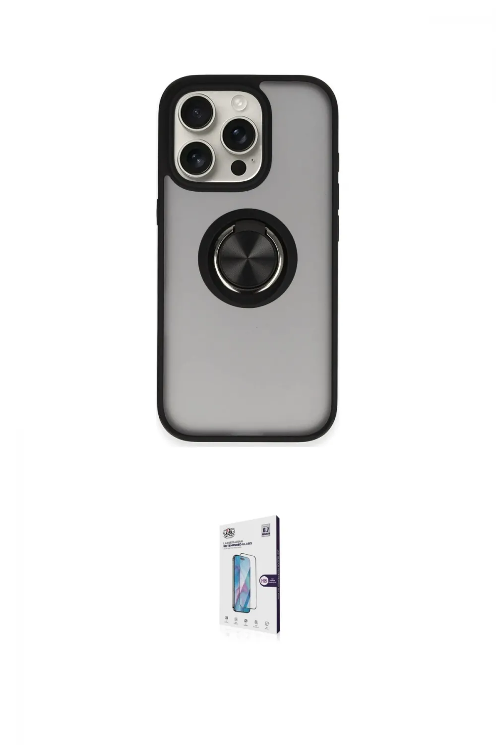 ieg™ iPhone 16 Pro Kılıf Yörünge Çizgi - Siyah Bilvis 0.18mm Plus Cam Ekran Koruyucu