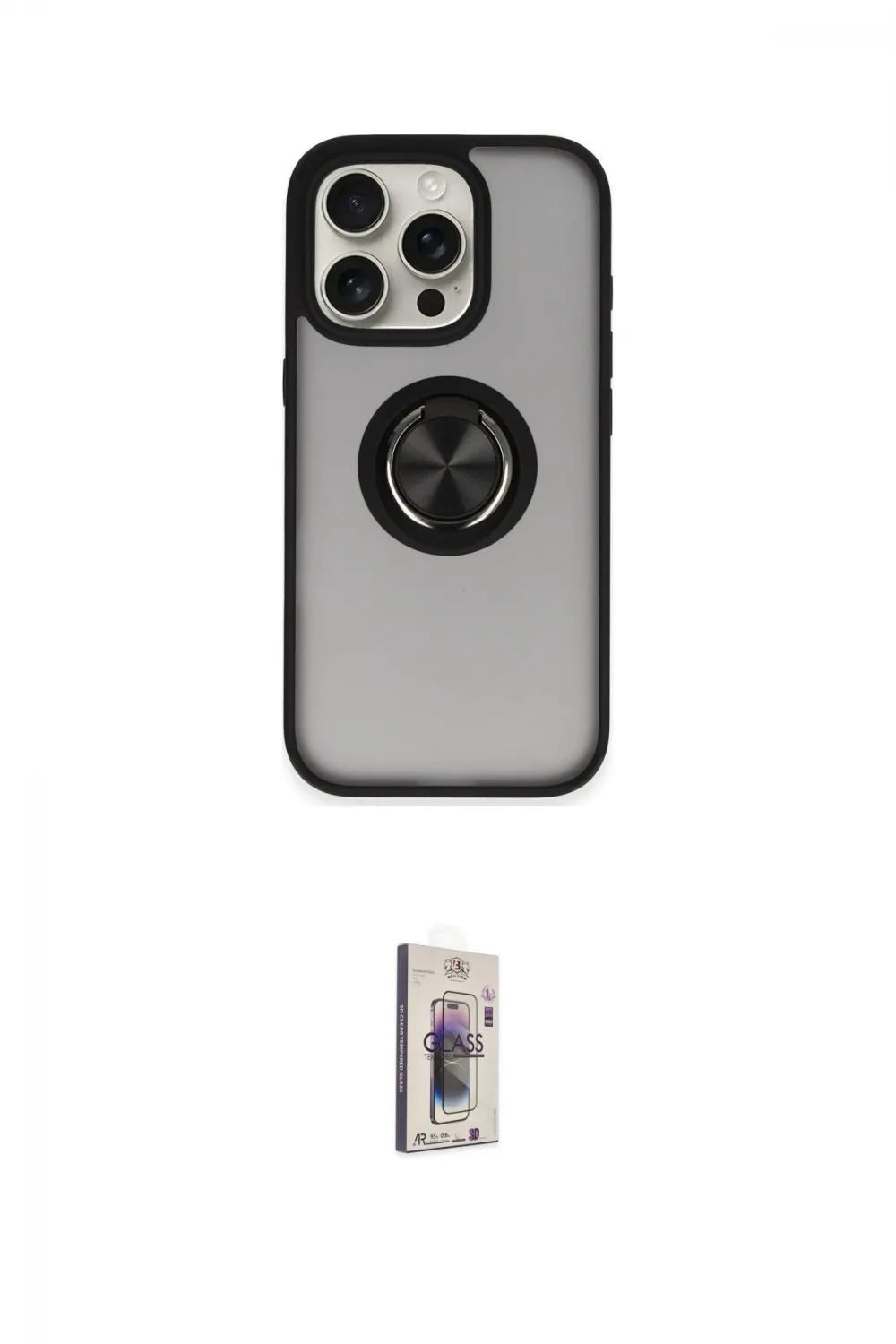 ieg™ iPhone 16 Pro Kılıf Yörünge Çizgi - Siyah Bilvis 3D Cam Ekran Koruyucu