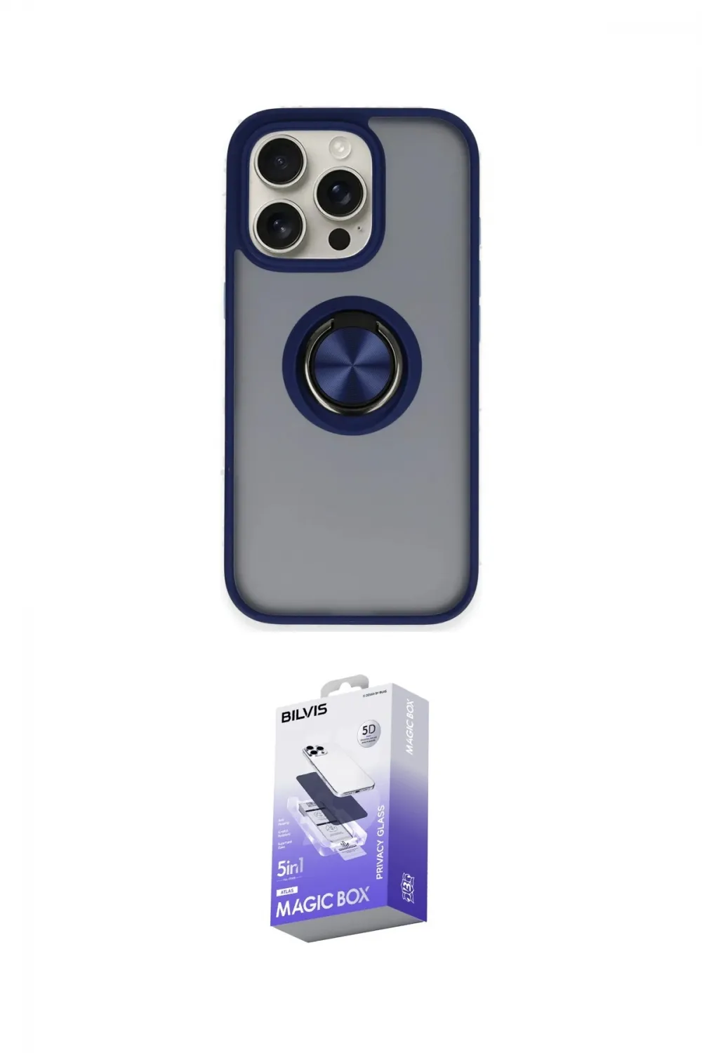 ieg™ iPhone 16 Pro Kılıf Yörünge Çizgi - Siyah Bilvis 5in1 5D Magic Hayalet Cam Ekran Koruyucu
