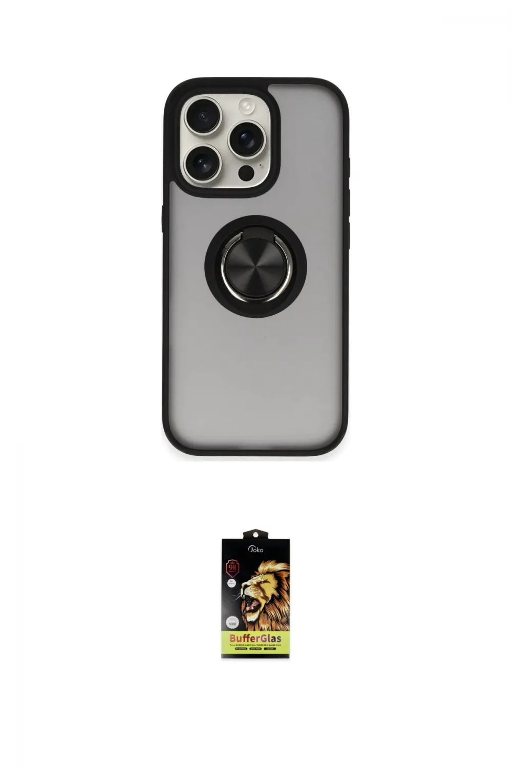 ieg™ iPhone 16 Pro Kılıf Yörünge Çizgi - Siyah Buffer Cam Ekran Koruyucu