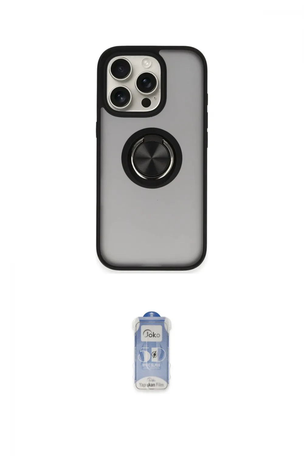 ieg™ iPhone 16 Pro Kılıf Yörünge Çizgi - Siyah Joko Magic 5D Cam