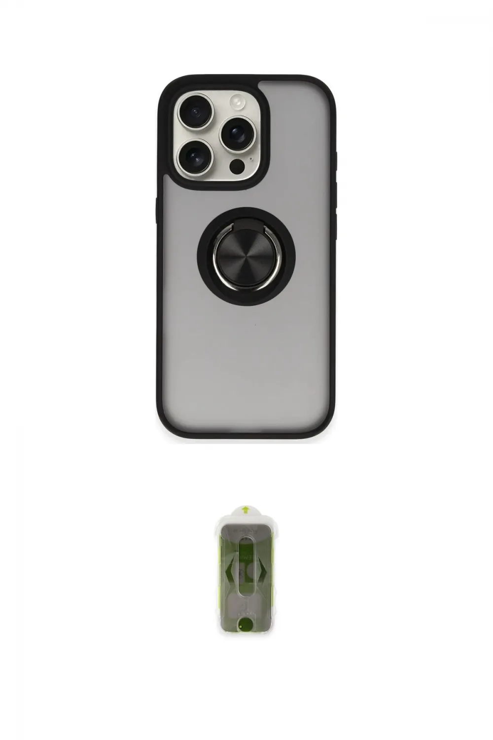 ieg™ iPhone 16 Pro Kılıf Yörünge Çizgi - Siyah Joko Magic 5D Hayalet Cam