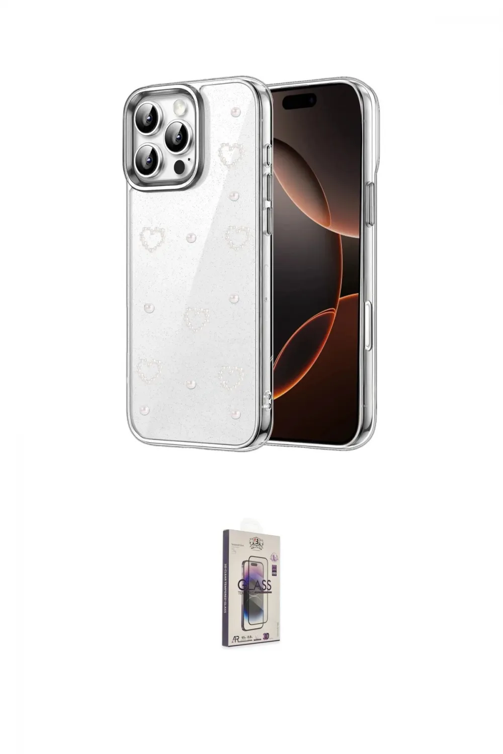 ieg™ iPhone 16 Pro Kılıf Yörünge Form - Siyah Bilvis 3D Cam Ekran Koruyucu
