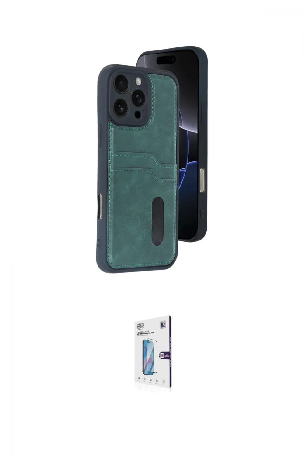 ieg™ iPhone 16 Pro Kılıf Yörünge Işık Serisi - Siyah Bilvis 0.18mm Plus Cam Ekran Koruyucu