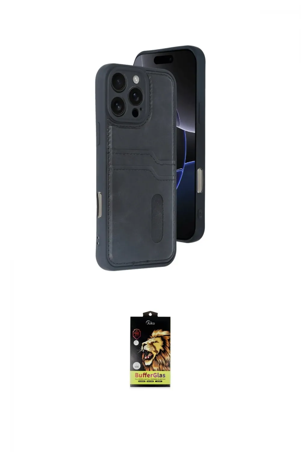 ieg™ iPhone 16 Pro Kılıf Yörünge Işık Serisi - Siyah Buffer Cam Ekran Koruyucu