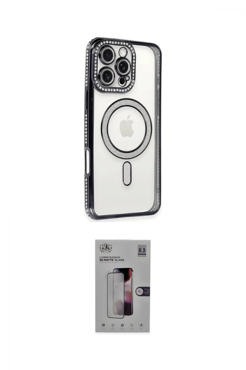ieg™ iPhone 16 Pro Kılıf Zirve Doku Prime - Siyah Bilvis 3D Mat Cam Ekran Koruyucu