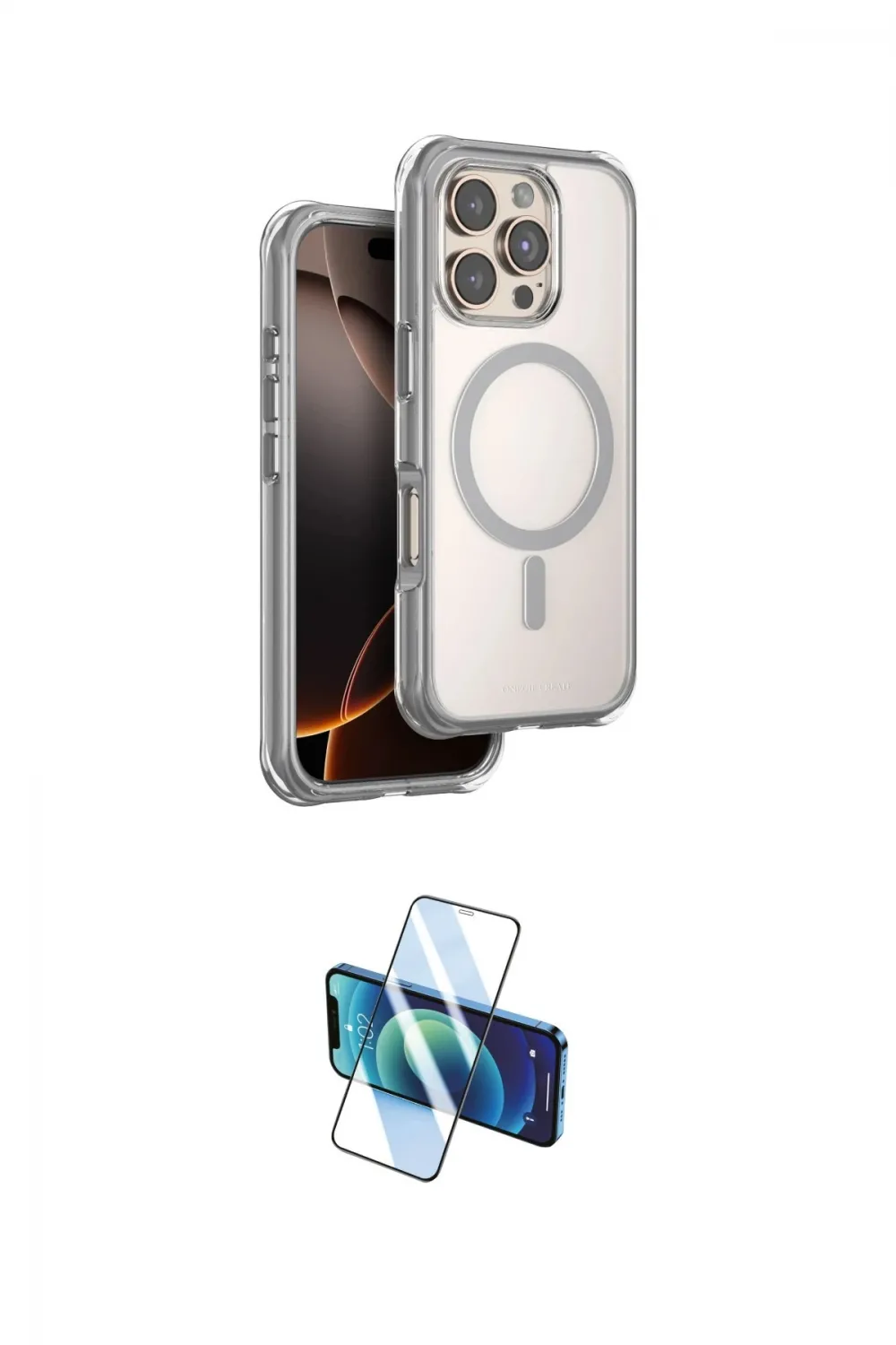 ieg™ iPhone 16 Pro Kılıf Zirve Klasik Prime - Siyah 3D Antistatik Cam Ekran Koruyucu