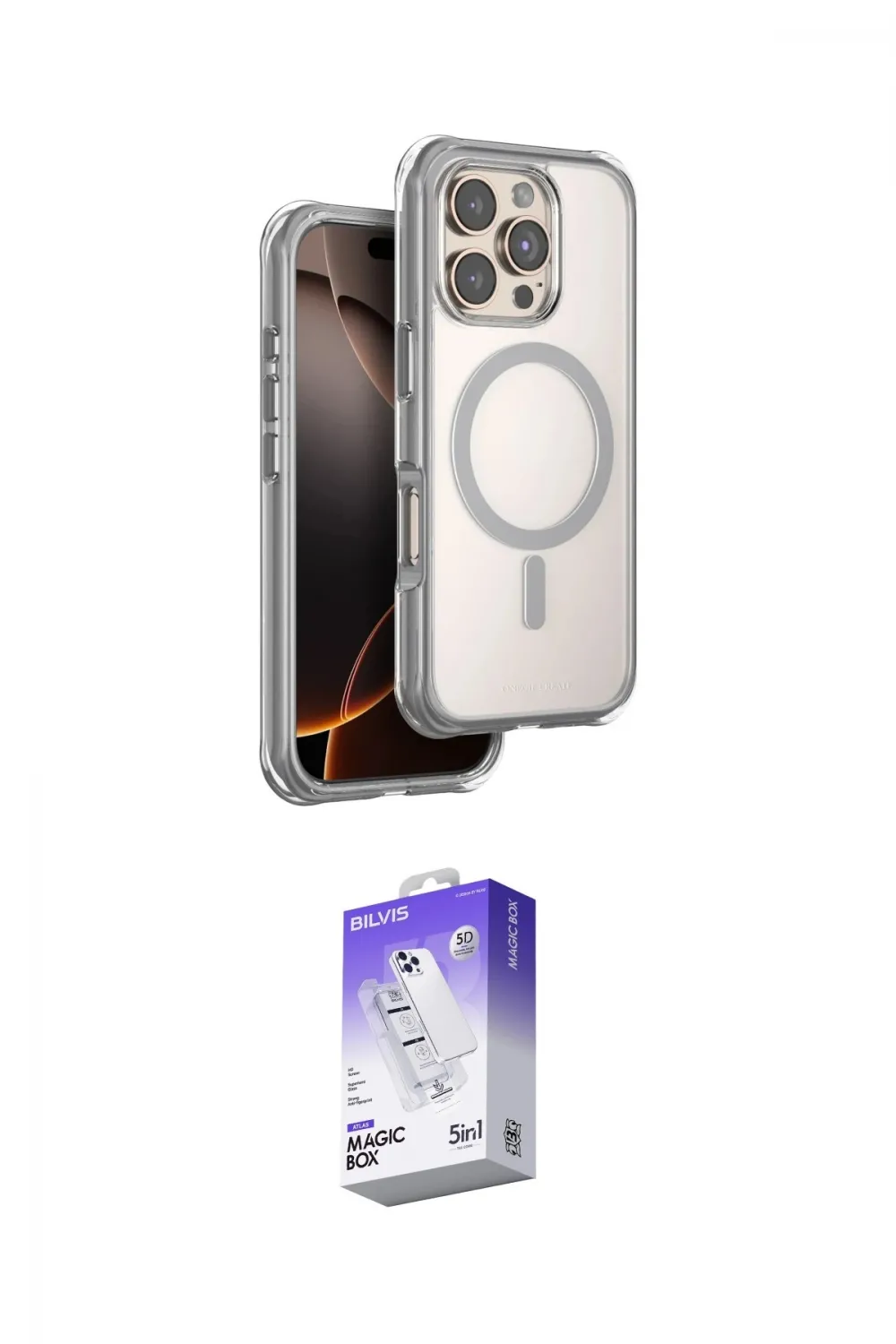 ieg™ iPhone 16 Pro Kılıf Zirve Klasik Prime - Siyah Bilvis 5in1 3D Magic Cam Ekran Koruyucu