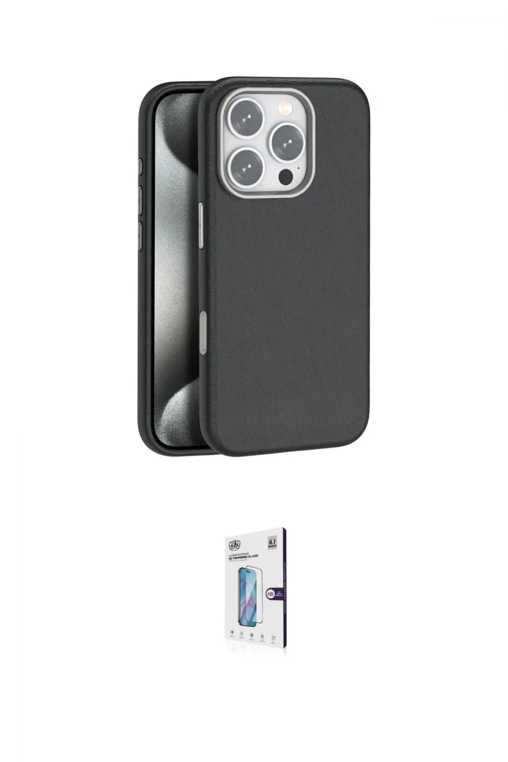 ieg™ iPhone 16 Pro Kılıf Zirve Modern Prime - Siyah Bilvis 0.18mm Plus Cam Ekran Koruyucu