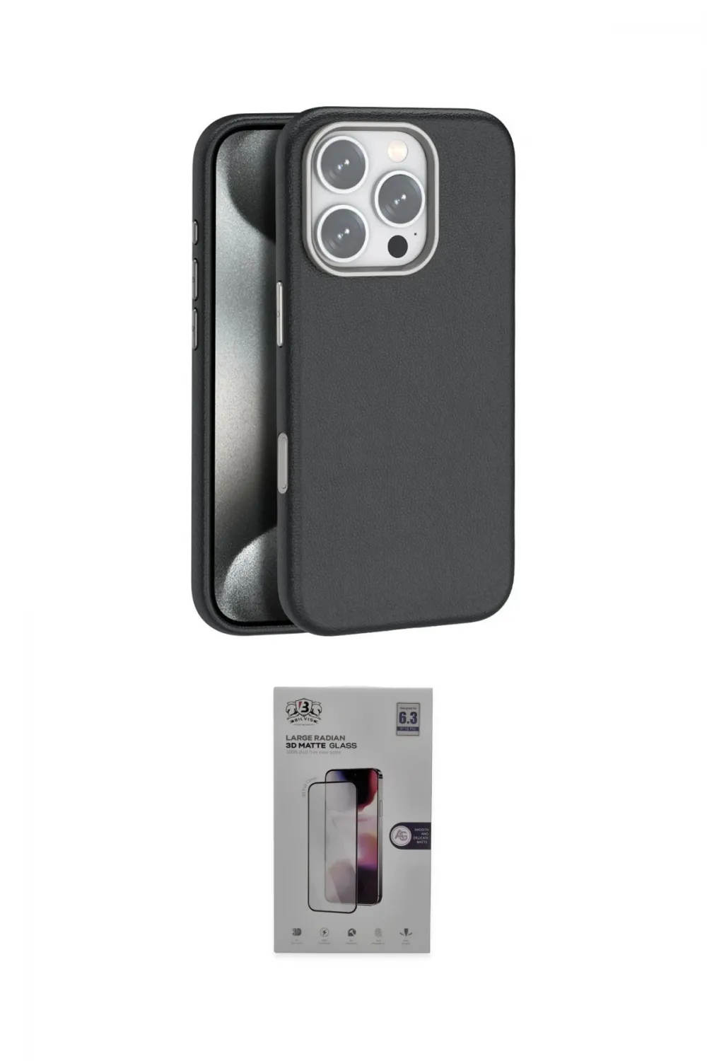 ieg™ iPhone 16 Pro Kılıf Zirve Modern Prime - Siyah Bilvis 3D Mat Cam Ekran Koruyucu