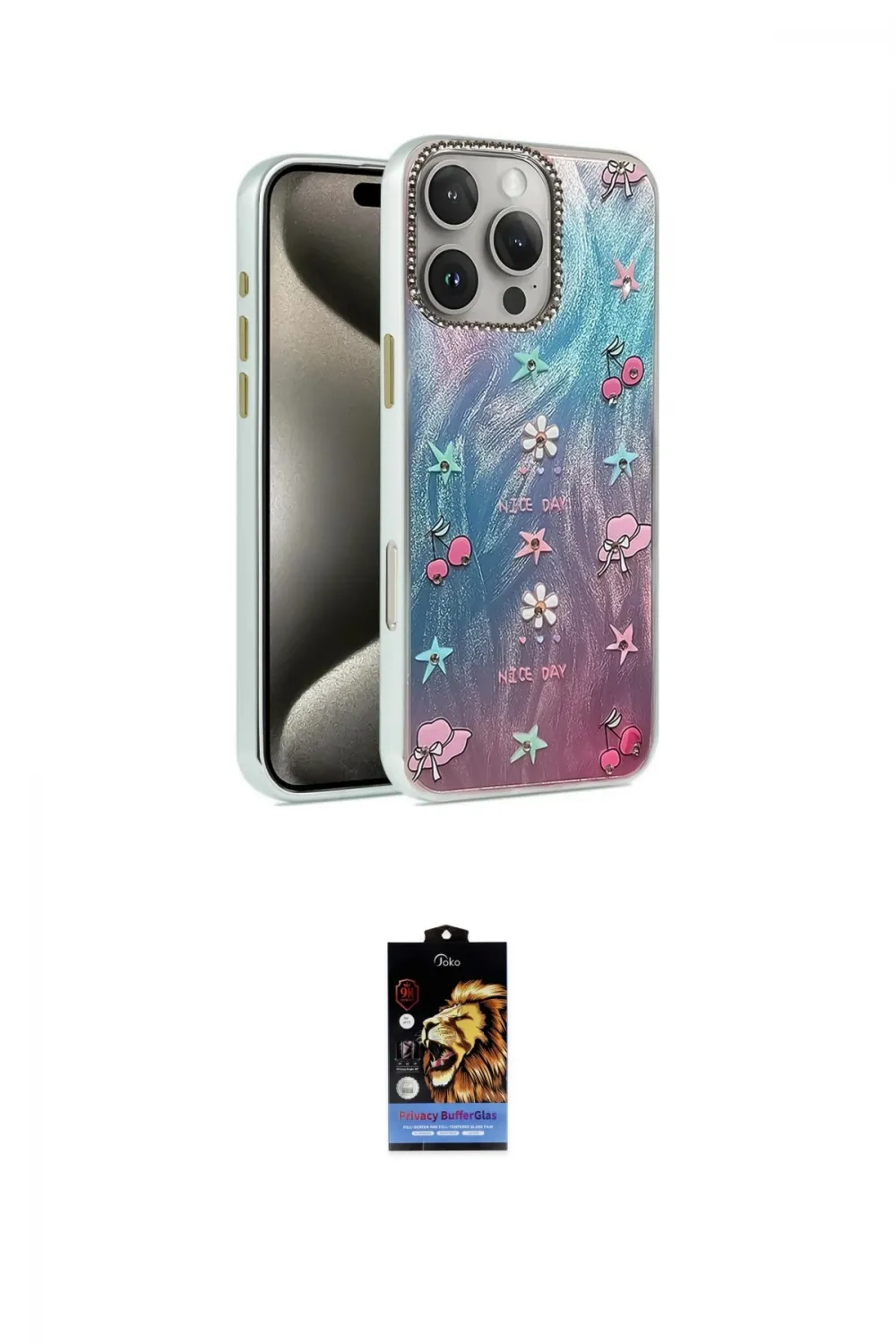 ieg™ iPhone 16 Pro Kılıf Zirve Modern Prime - Siyah Buffer Hayalet Cam Ekran Koruyucu