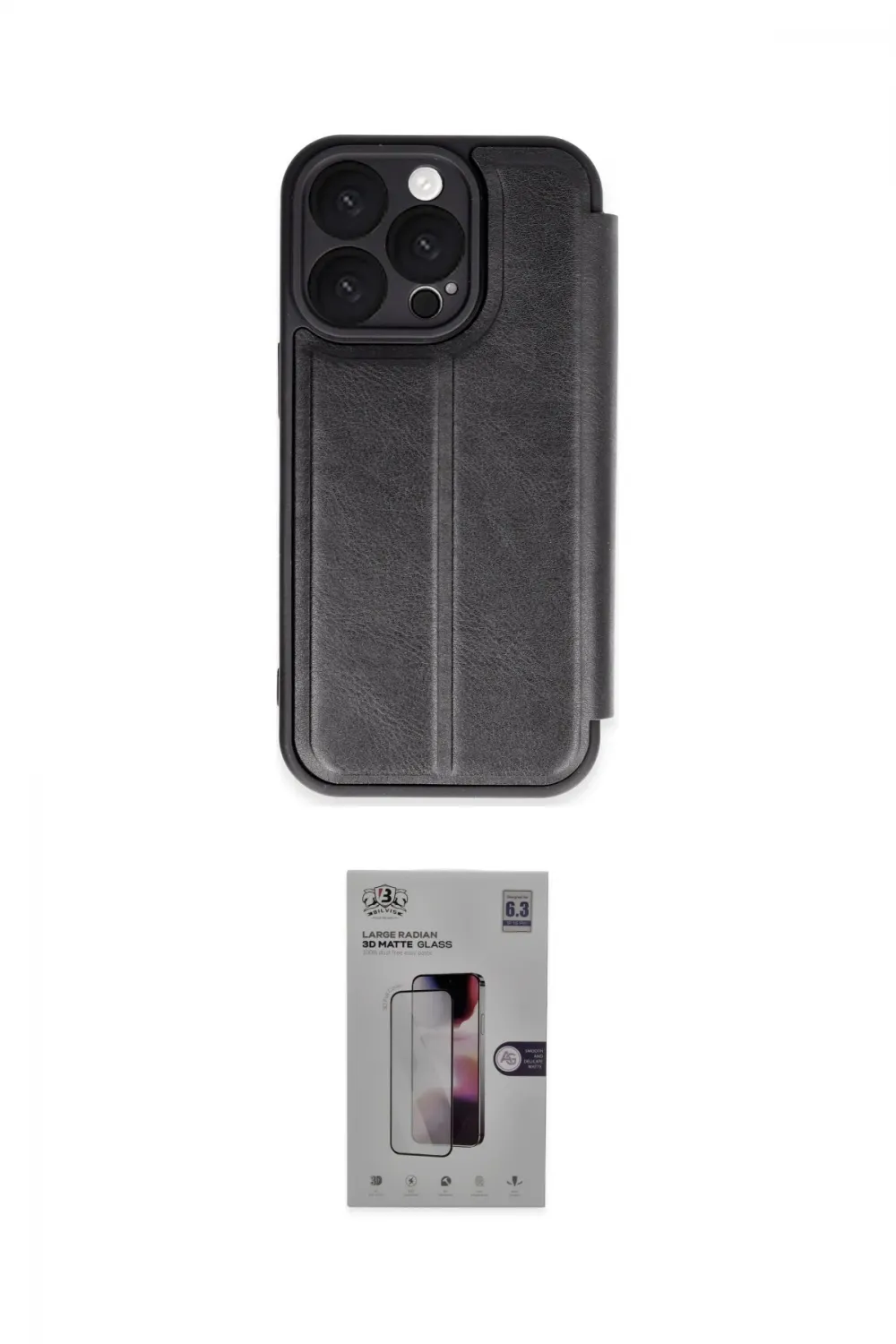 ieg™ iPhone 16 Pro Kılıf Zirve Yansıma Serisi - Siyah Bilvis 3D Mat Cam Ekran Koruyucu