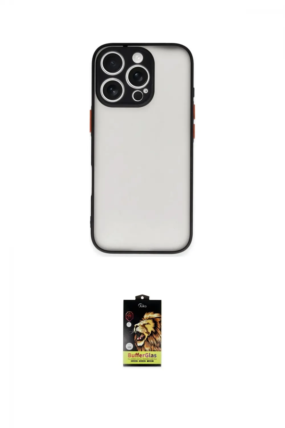 ieg™ iPhone 16 Pro Max Kılıf Ahenk Çizgi Serisi - Siyah Buffer Cam Ekran Koruyucu
