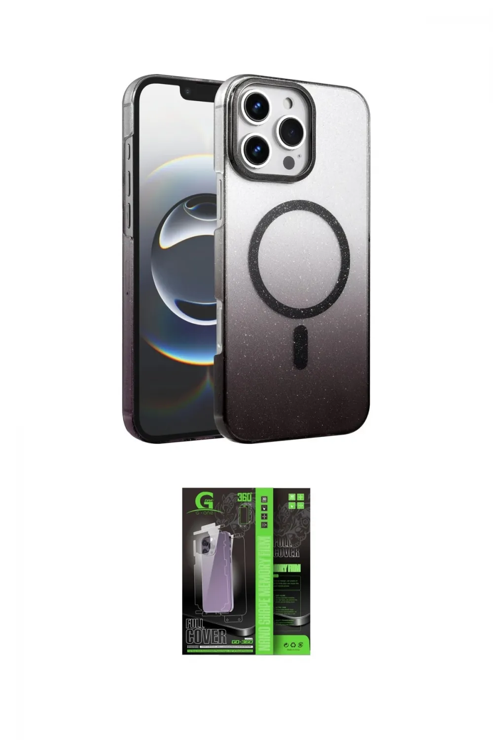 ieg™ iPhone 16 Pro Max Kılıf Ahenk Doku Özel Seri - Şeffaf 360 Full Body Arka Koruyucu