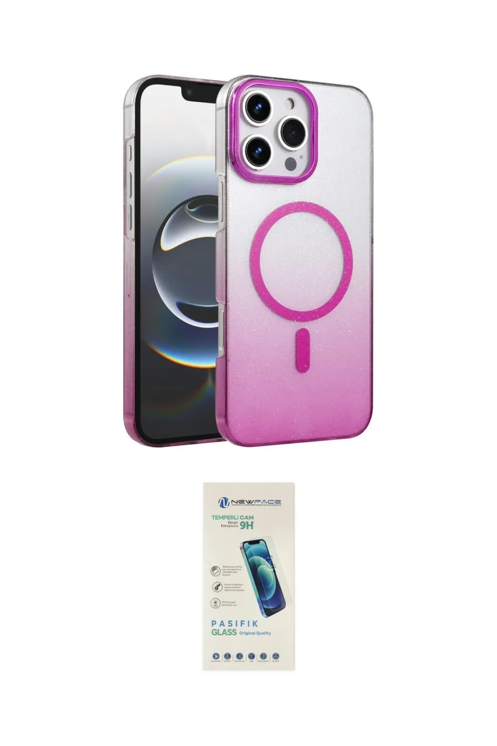ieg™ iPhone 16 Pro Max Kılıf Ahenk Doku Özel Seri - Şeffaf Pasifik Cam Ekran Koruyucu