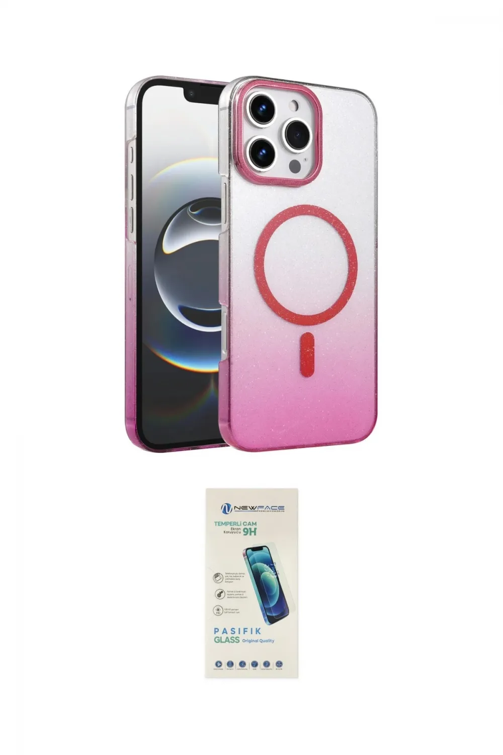 ieg™ iPhone 16 Pro Max Kılıf Ahenk Doku Özel Seri - Şeffaf Pasifik Cam Ekran Koruyucu