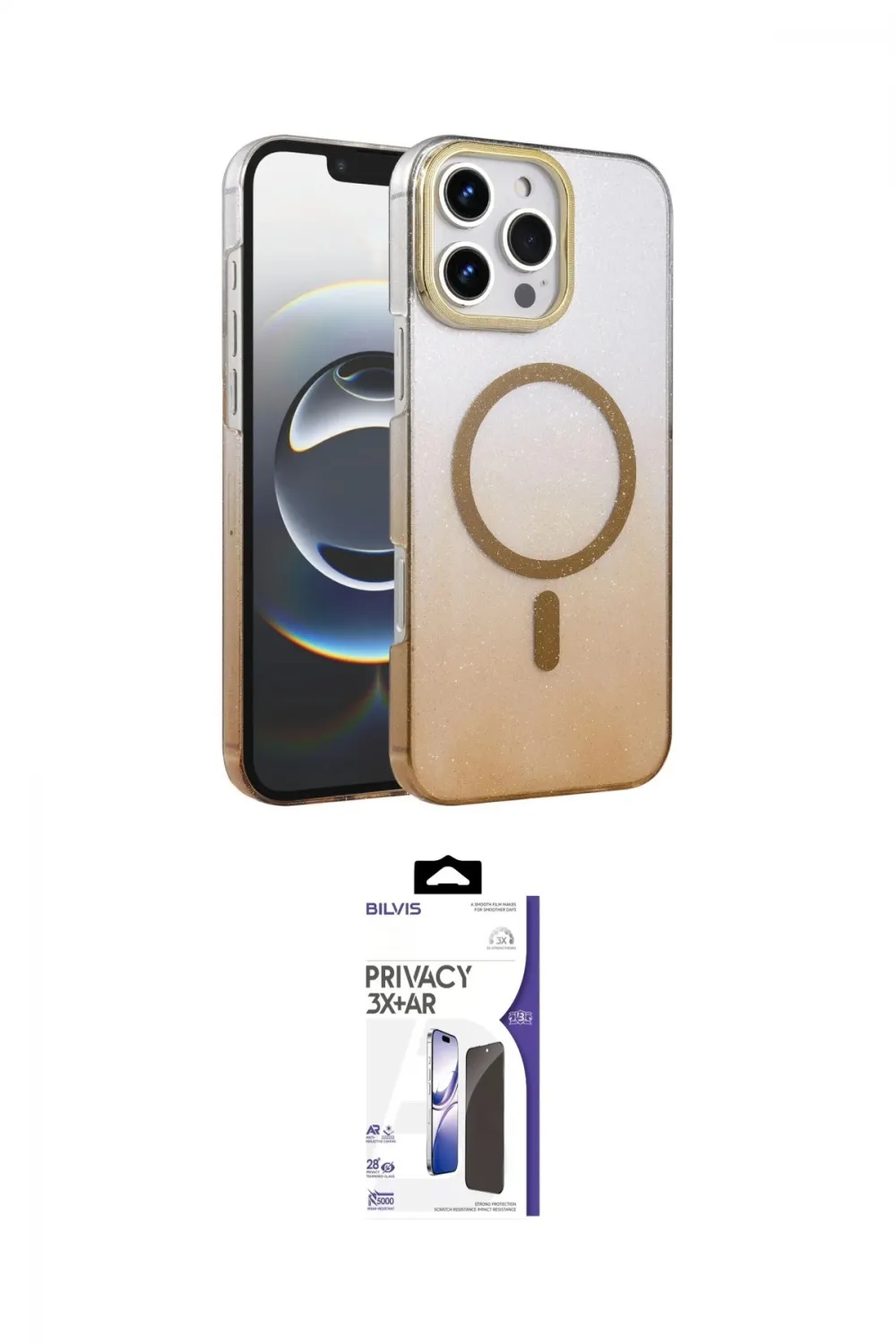 ieg™ iPhone 16 Pro Max Kılıf Ahenk Doku Özel Seri - Siyah Bilvis 3X AR Hayalet Cam Ekran Koruyucu