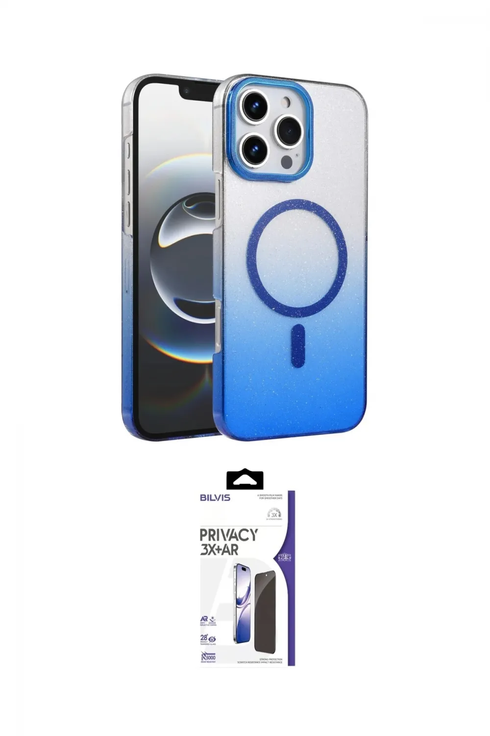 ieg™ iPhone 16 Pro Max Kılıf Ahenk Doku Özel Seri - Siyah Bilvis 3X AR Hayalet Cam Ekran Koruyucu