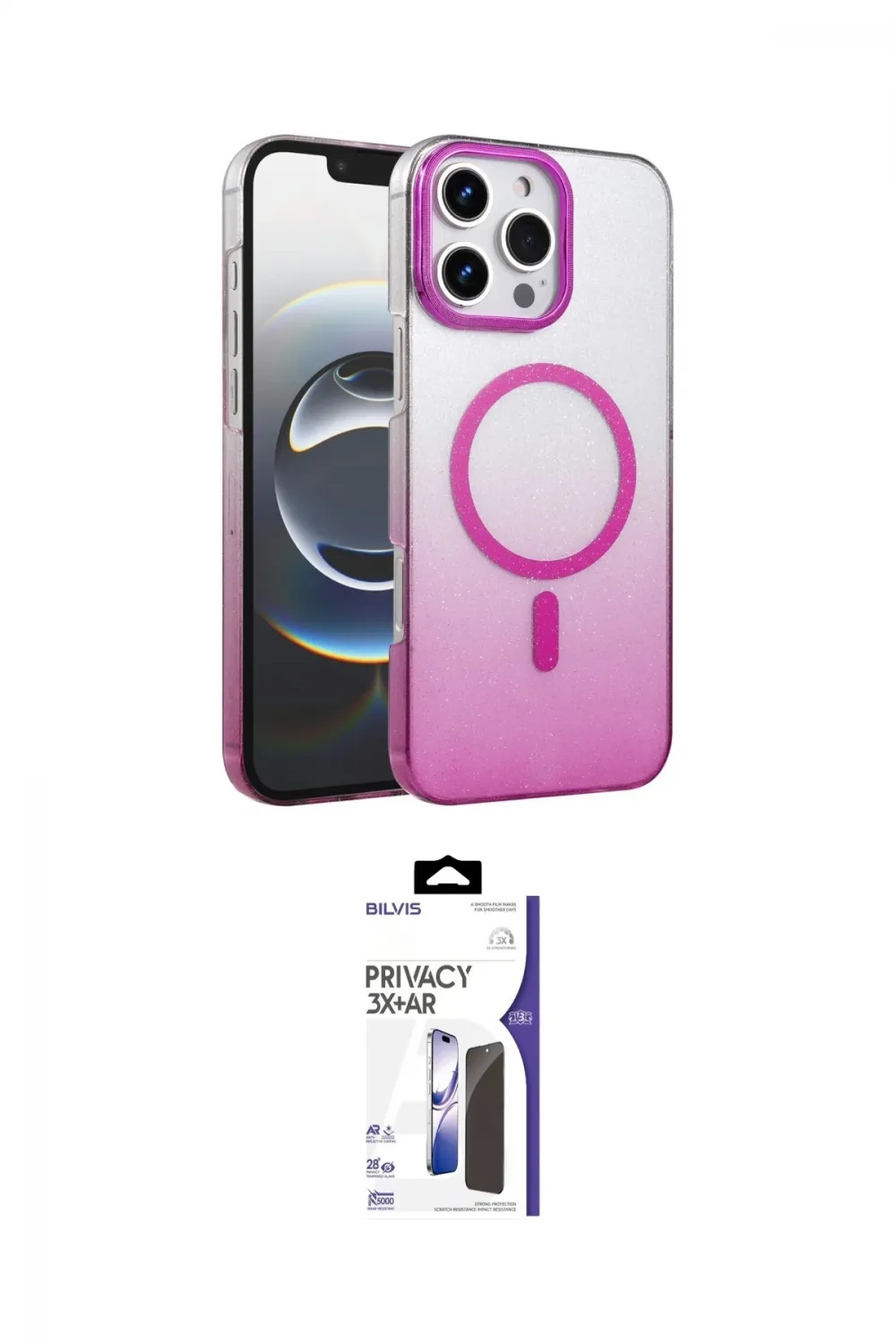 ieg™ iPhone 16 Pro Max Kılıf Ahenk Doku Özel Seri - Siyah Bilvis 3X AR Hayalet Cam Ekran Koruyucu