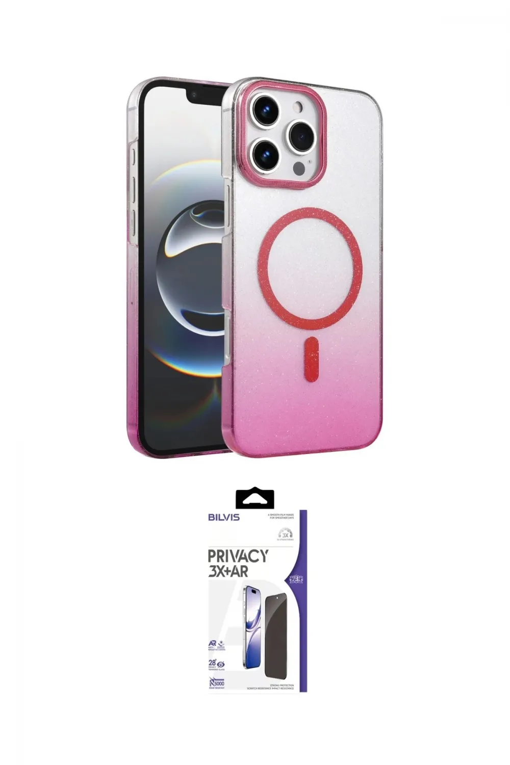 ieg™ iPhone 16 Pro Max Kılıf Ahenk Doku Özel Seri - Siyah Bilvis 3X AR Hayalet Cam Ekran Koruyucu