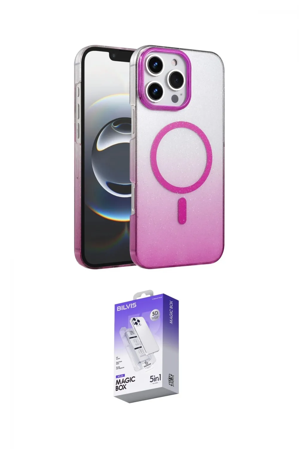 ieg™ iPhone 16 Pro Max Kılıf Ahenk Doku Özel Seri - Siyah Bilvis 5in1 3D Magic Cam Ekran Koruyucu