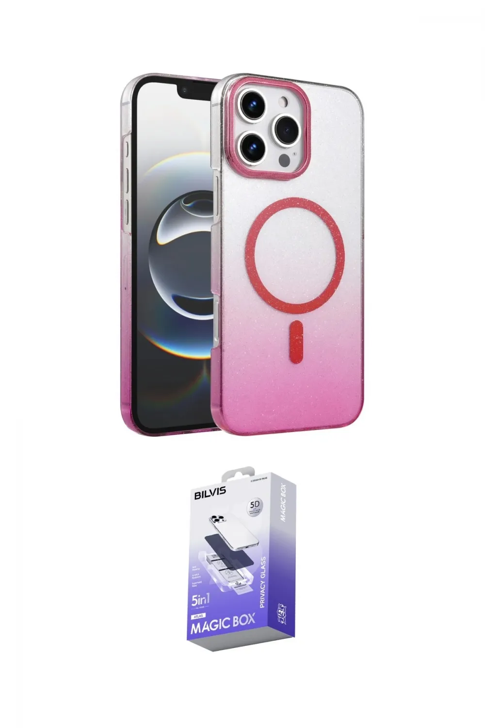 ieg™ iPhone 16 Pro Max Kılıf Ahenk Doku Özel Seri - Siyah Bilvis 5in1 5D Magic Hayalet Cam Ekran Koruyucu