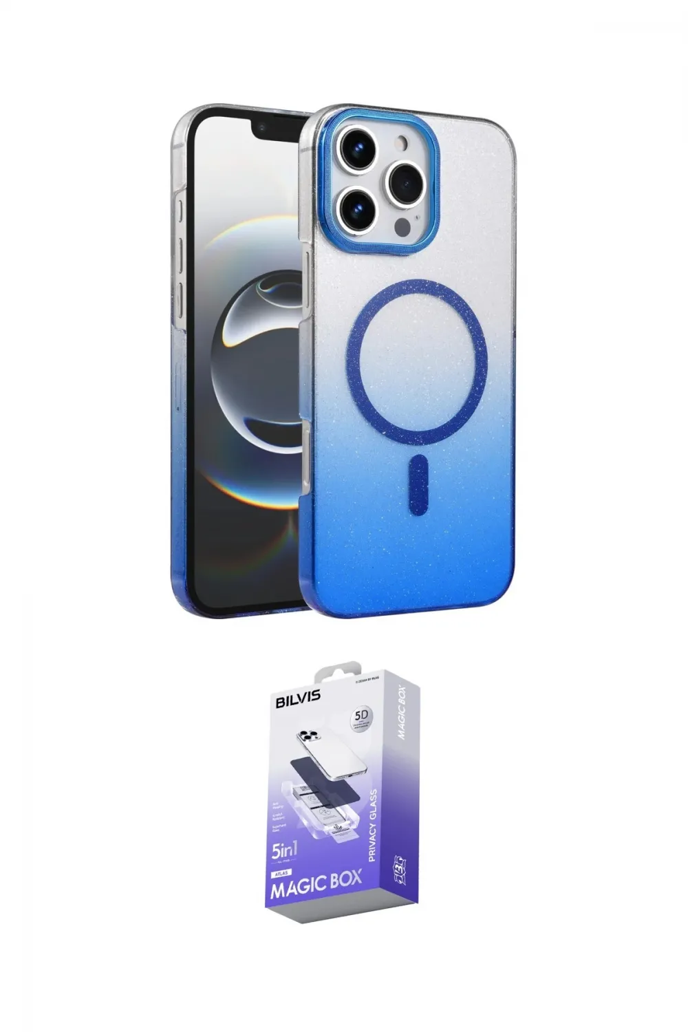 ieg™ iPhone 16 Pro Max Kılıf Ahenk Doku Özel Seri - Siyah Bilvis 5in1 5D Magic Hayalet Cam Ekran Koruyucu