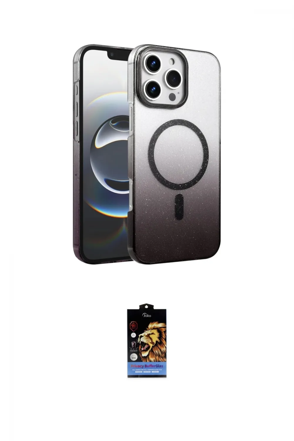 ieg™ iPhone 16 Pro Max Kılıf Ahenk Doku Özel Seri - Siyah Buffer Hayalet Cam Ekran Koruyucu