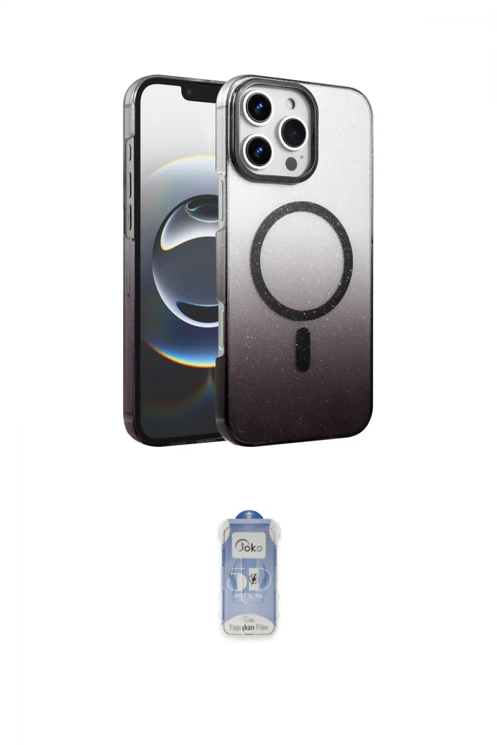 ieg™ iPhone 16 Pro Max Kılıf Ahenk Doku Özel Seri - Siyah Joko Magic 5D Cam