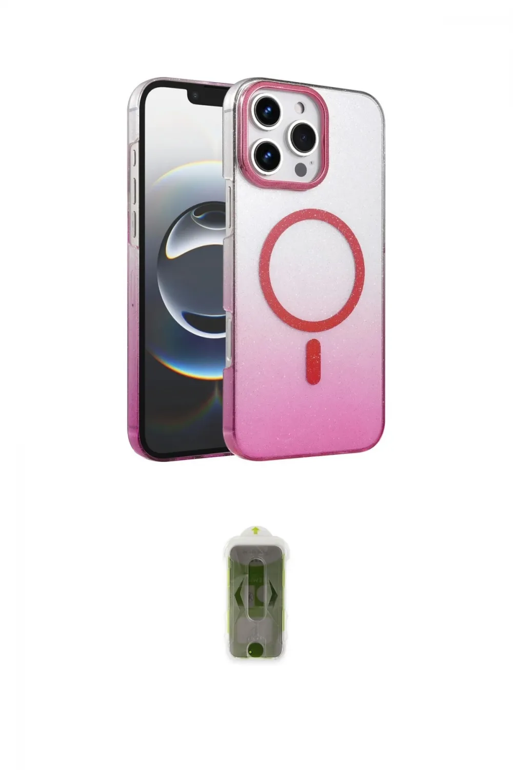 ieg™ iPhone 16 Pro Max Kılıf Ahenk Doku Özel Seri - Siyah Joko Magic 5D Hayalet Cam