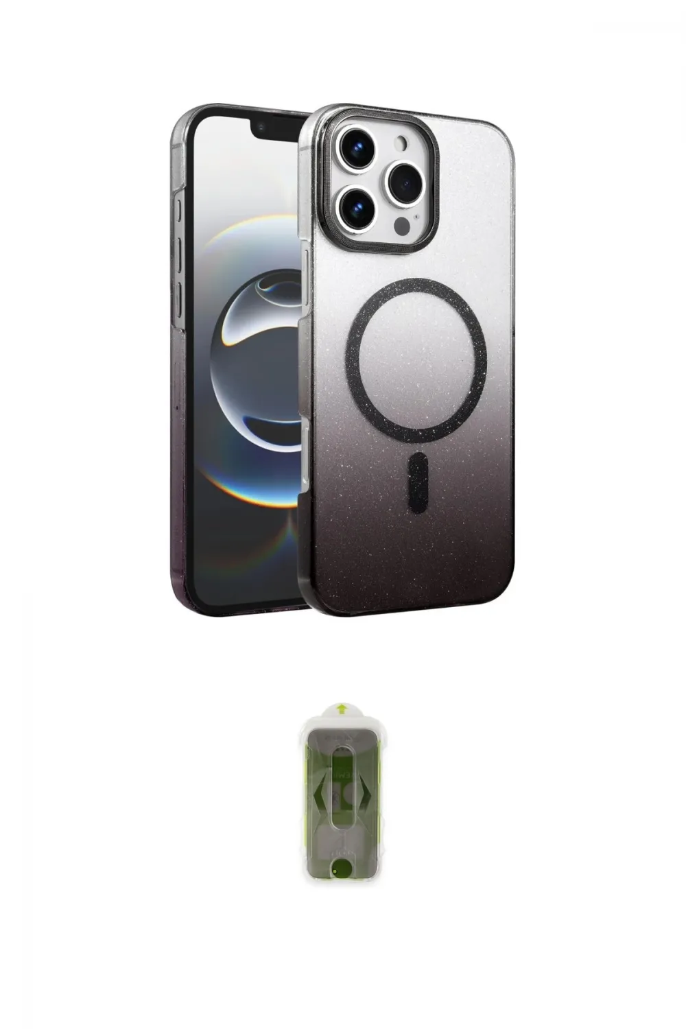 ieg™ iPhone 16 Pro Max Kılıf Ahenk Doku Özel Seri - Siyah Joko Magic 5D Hayalet Cam