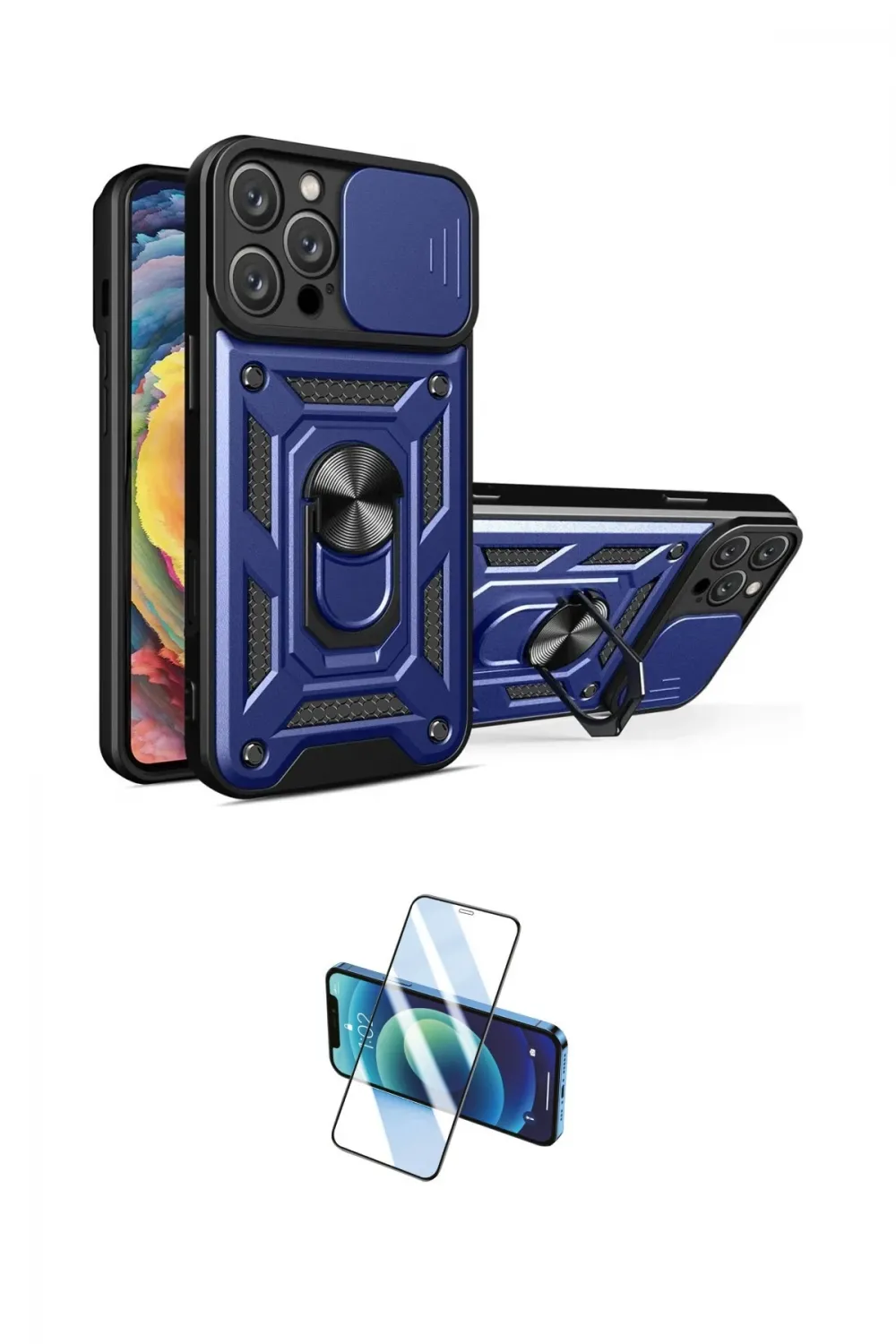 ieg™ iPhone 16 Pro Max Kılıf Ahenk Klasik - Siyah 3D Antistatik Cam Ekran Koruyucu