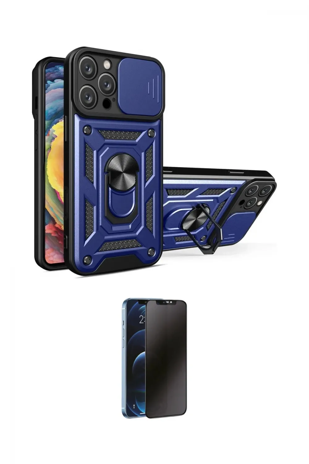 ieg™ iPhone 16 Pro Max Kılıf Ahenk Klasik - Siyah 3D Antistatik Hayalet Cam Ekran Koruyucu