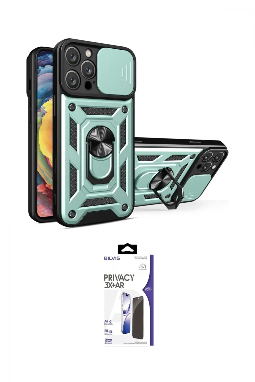 ieg™ iPhone 16 Pro Max Kılıf Ahenk Klasik - Siyah Bilvis 3X AR Hayalet Cam Ekran Koruyucu