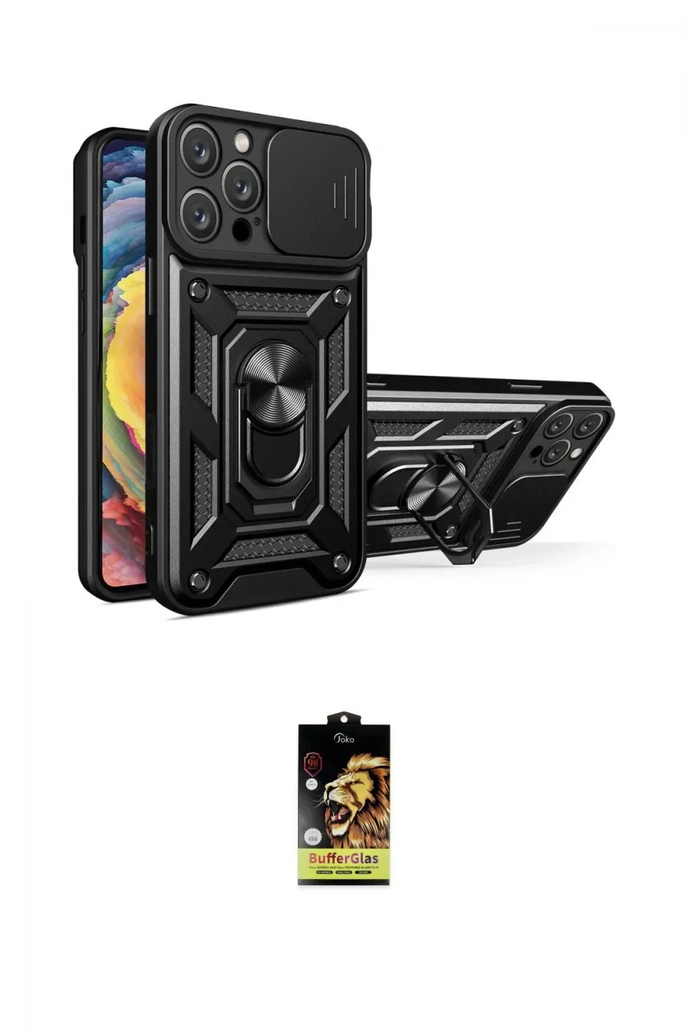 ieg™ iPhone 16 Pro Max Kılıf Ahenk Klasik - Siyah Buffer Cam Ekran Koruyucu