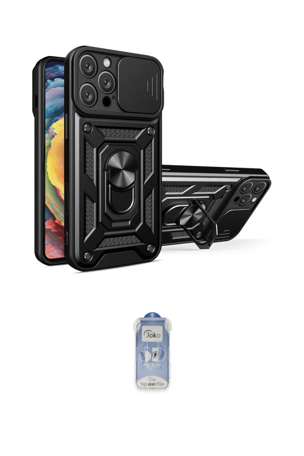 ieg™ iPhone 16 Pro Max Kılıf Ahenk Klasik - Siyah Joko Magic 5D Cam