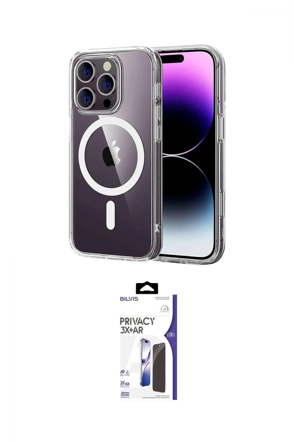 ieg™ iPhone 16 Pro Max Kılıf Ahenk Minimal Serisi - Siyah Bilvis 3X AR Hayalet Cam Ekran Koruyucu