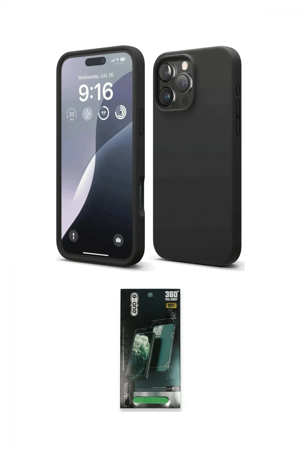 ieg™ iPhone 16 Pro Max Kılıf Ahenk Serisi - Siyah 360 Mat Full Body Arka Koruyucu
