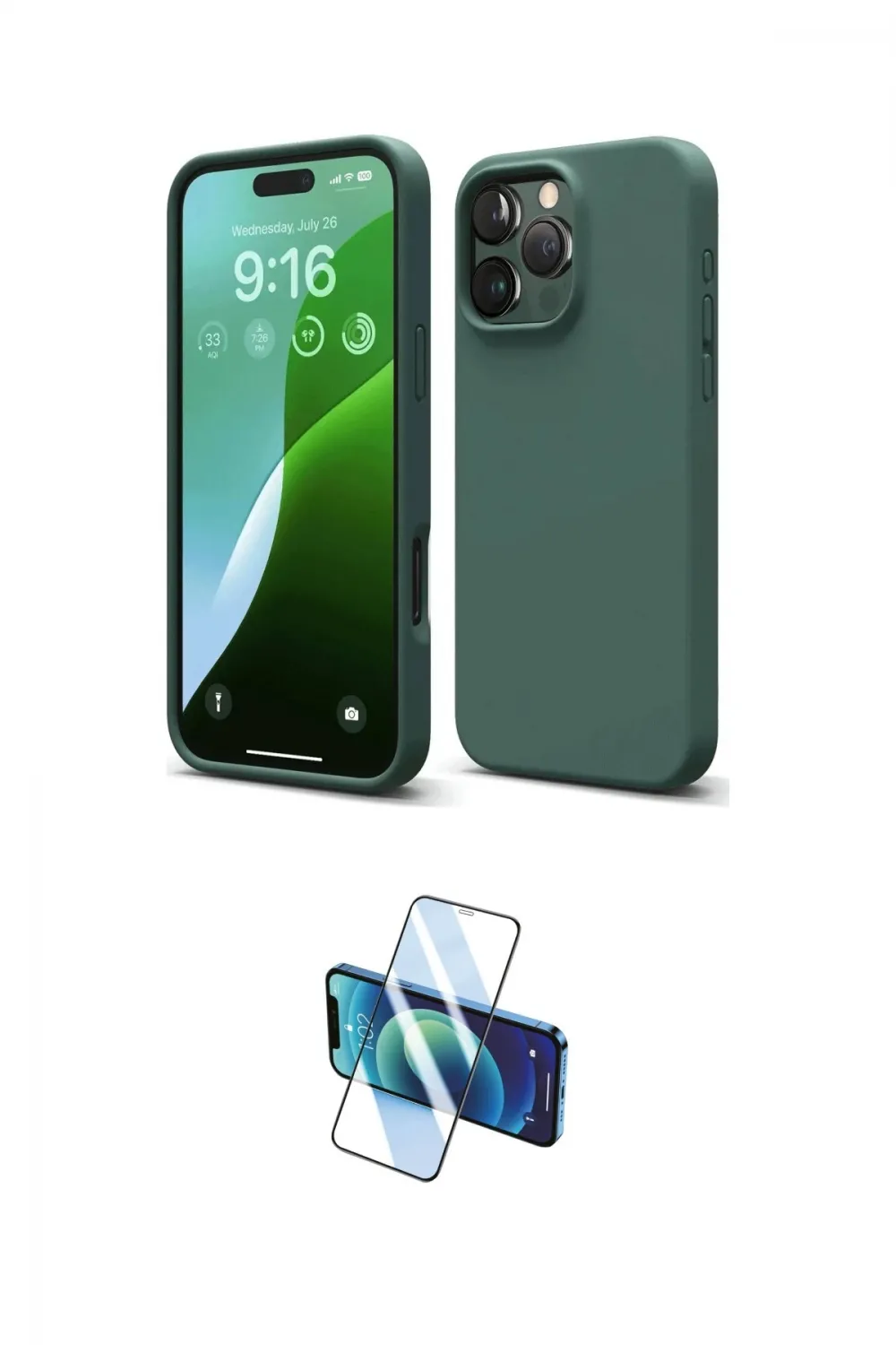 ieg™ iPhone 16 Pro Max Kılıf Ahenk Serisi - Siyah 3D Antistatik Cam Ekran Koruyucu