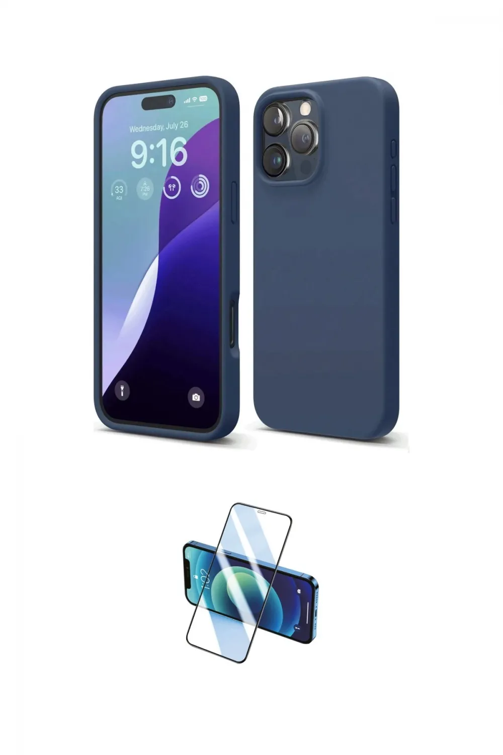 ieg™ iPhone 16 Pro Max Kılıf Ahenk Serisi - Siyah 3D Antistatik Cam Ekran Koruyucu