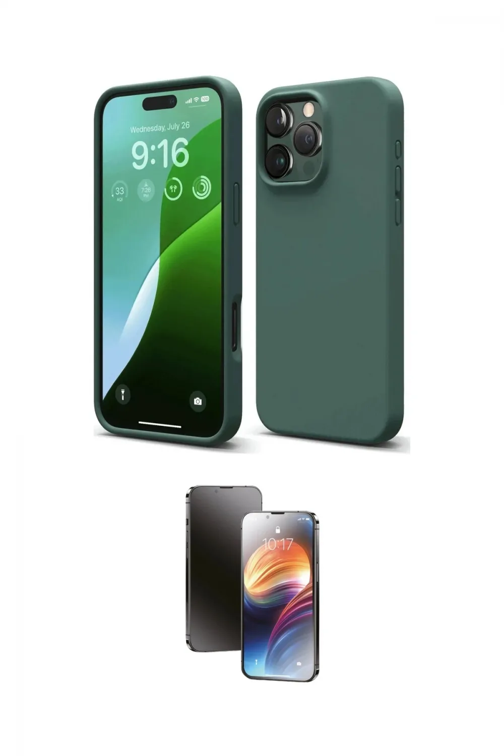 ieg™ iPhone 16 Pro Max Kılıf Ahenk Serisi - Siyah 3D Antistatik Mat Seramik Nano Ekran Koruyucu