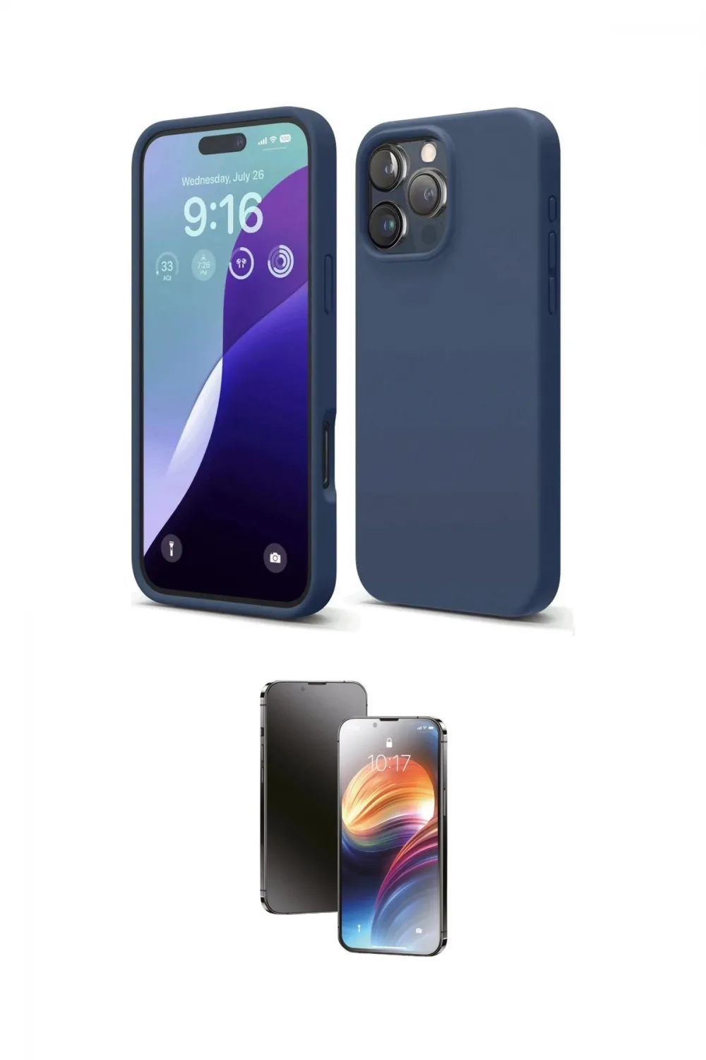 ieg™ iPhone 16 Pro Max Kılıf Ahenk Serisi - Siyah 3D Antistatik Mat Seramik Nano Ekran Koruyucu