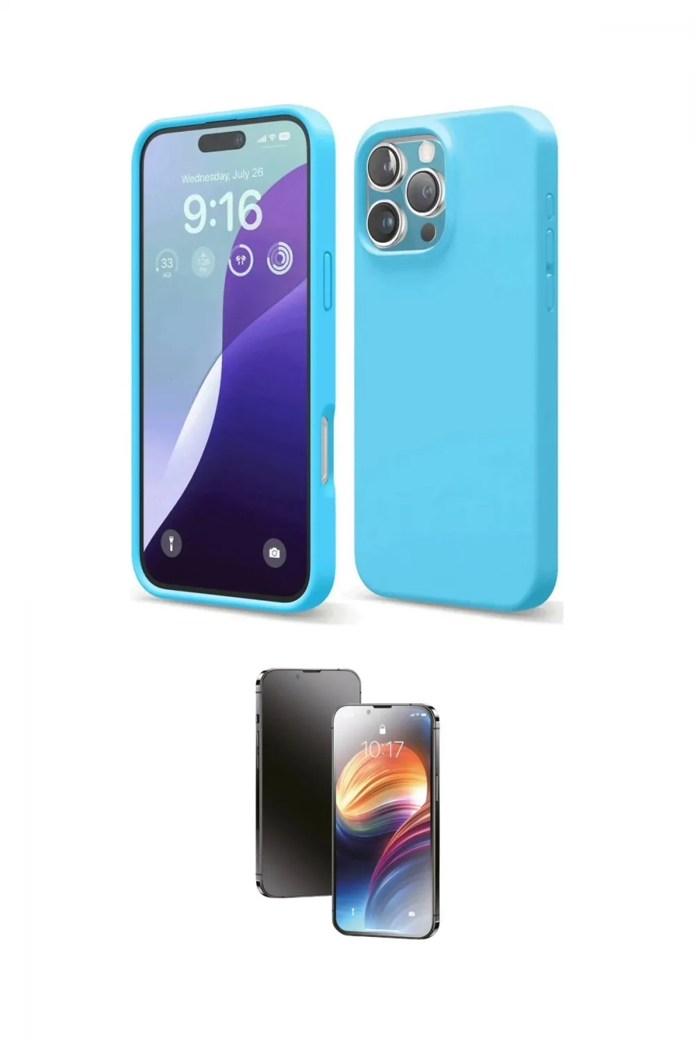 ieg™ iPhone 16 Pro Max Kılıf Ahenk Serisi - Siyah 3D Antistatik Mat Seramik Nano Ekran Koruyucu