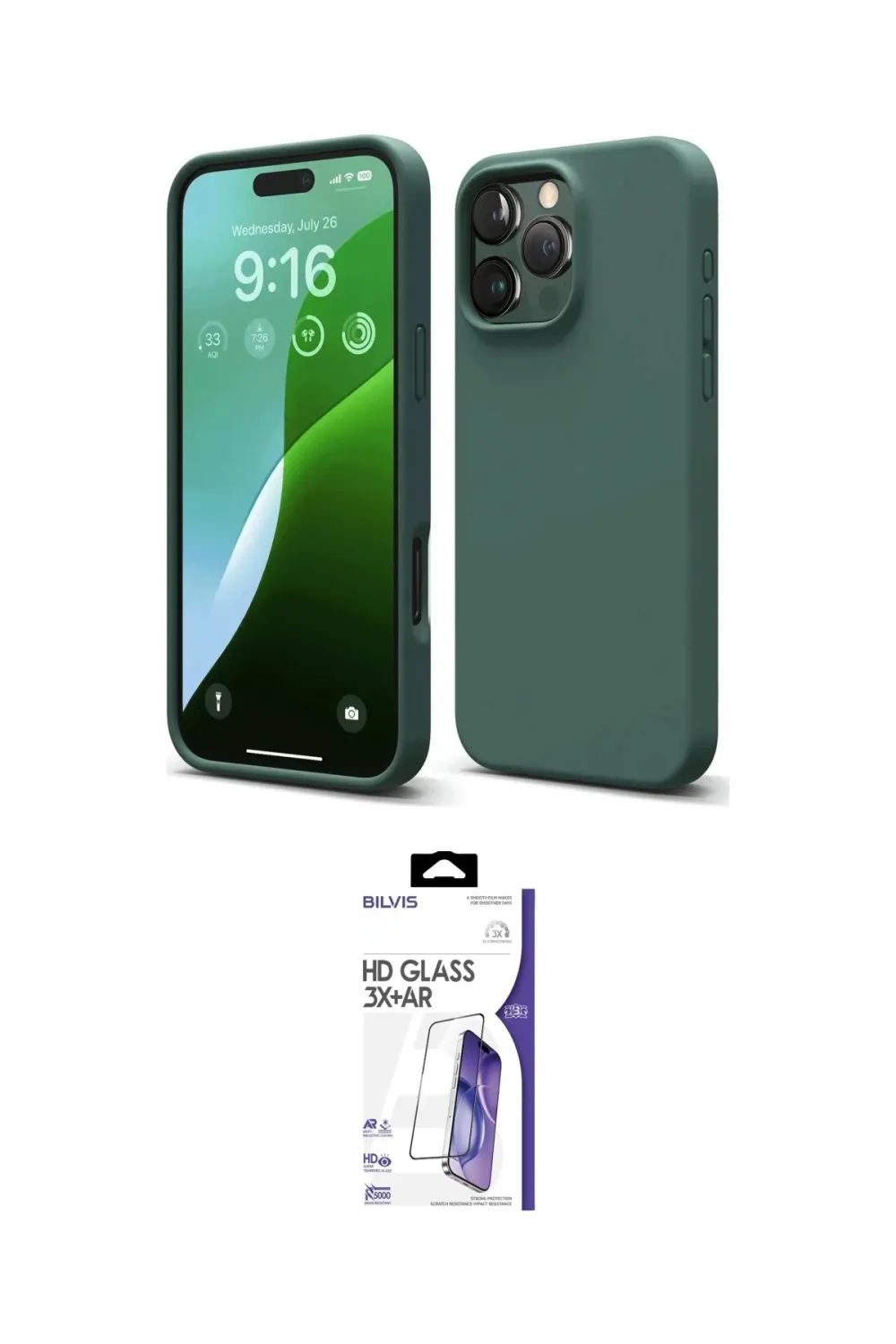 ieg™ iPhone 16 Pro Max Kılıf Ahenk Serisi - Siyah Bilvis 3X AR HD Cam Ekran Koruyucu