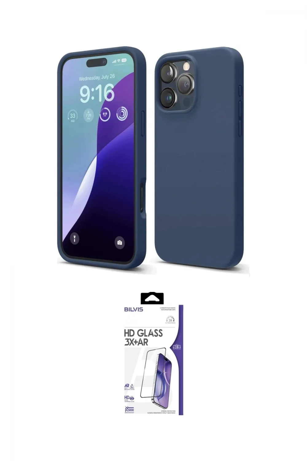 ieg™ iPhone 16 Pro Max Kılıf Ahenk Serisi - Siyah Bilvis 3X AR HD Cam Ekran Koruyucu