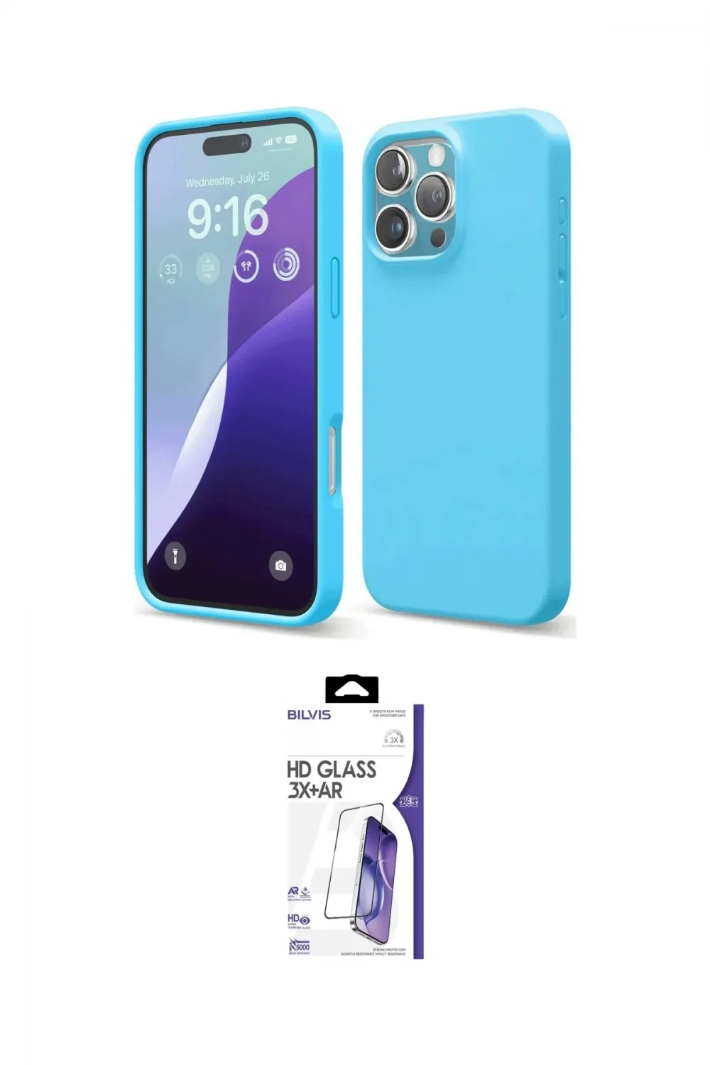 ieg™ iPhone 16 Pro Max Kılıf Ahenk Serisi - Siyah Bilvis 3X AR HD Cam Ekran Koruyucu