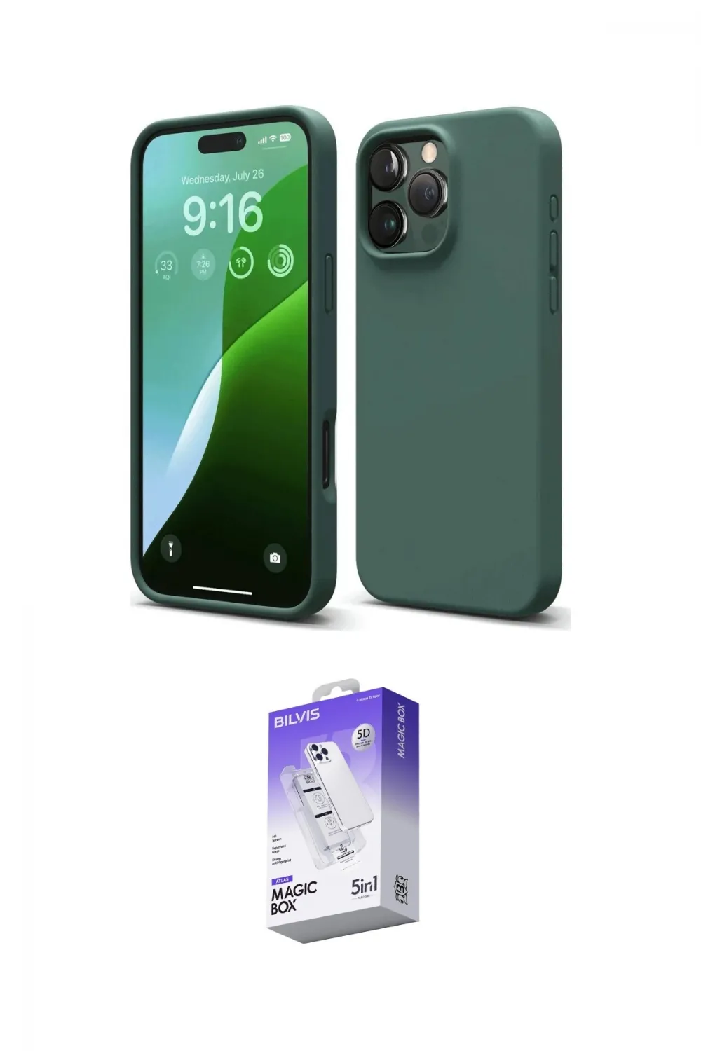 ieg™ iPhone 16 Pro Max Kılıf Ahenk Serisi - Siyah Bilvis 5in1 3D Magic Cam Ekran Koruyucu