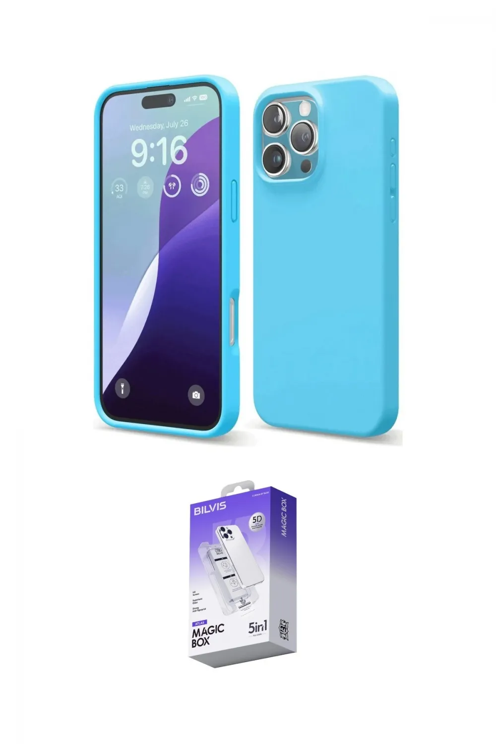ieg™ iPhone 16 Pro Max Kılıf Ahenk Serisi - Siyah Bilvis 5in1 3D Magic Cam Ekran Koruyucu